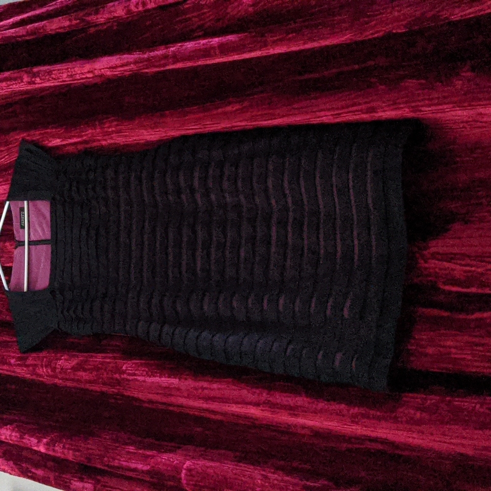 Semi formal black dress with warm pink undertones